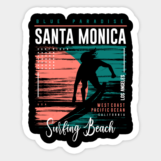 Santa Monica Surfing Sticker by SM Shirts